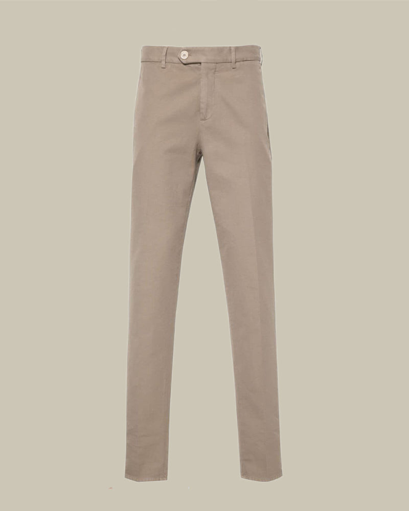 Gabardine Brown Flat Front Chino