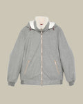Grey Cashmere Flannel Down Jacket With Fur Collar