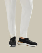 Black Cotton Knit and Semi Polished Calfskin Runners