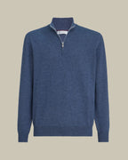 Denim Half Zip Cashmere Sweater