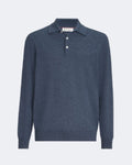 Denim Blue Cashmere Knit Polo Shirt