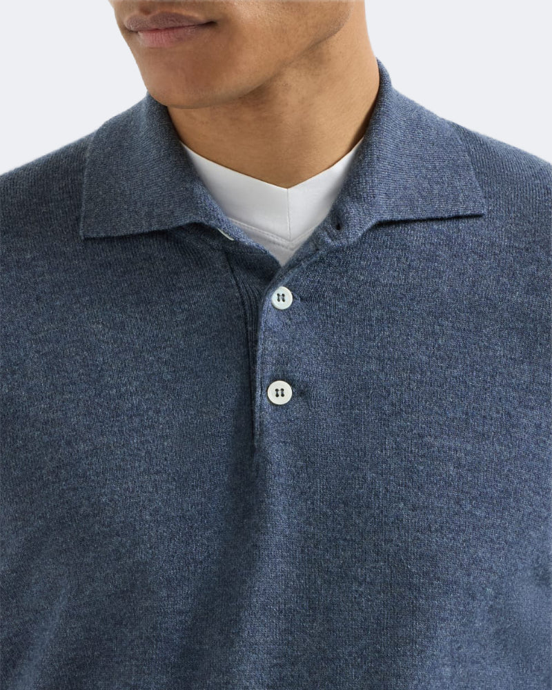 Denim Blue Cashmere Knit Polo Shirt