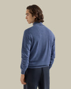 Denim Half Zip Cashmere Sweater
