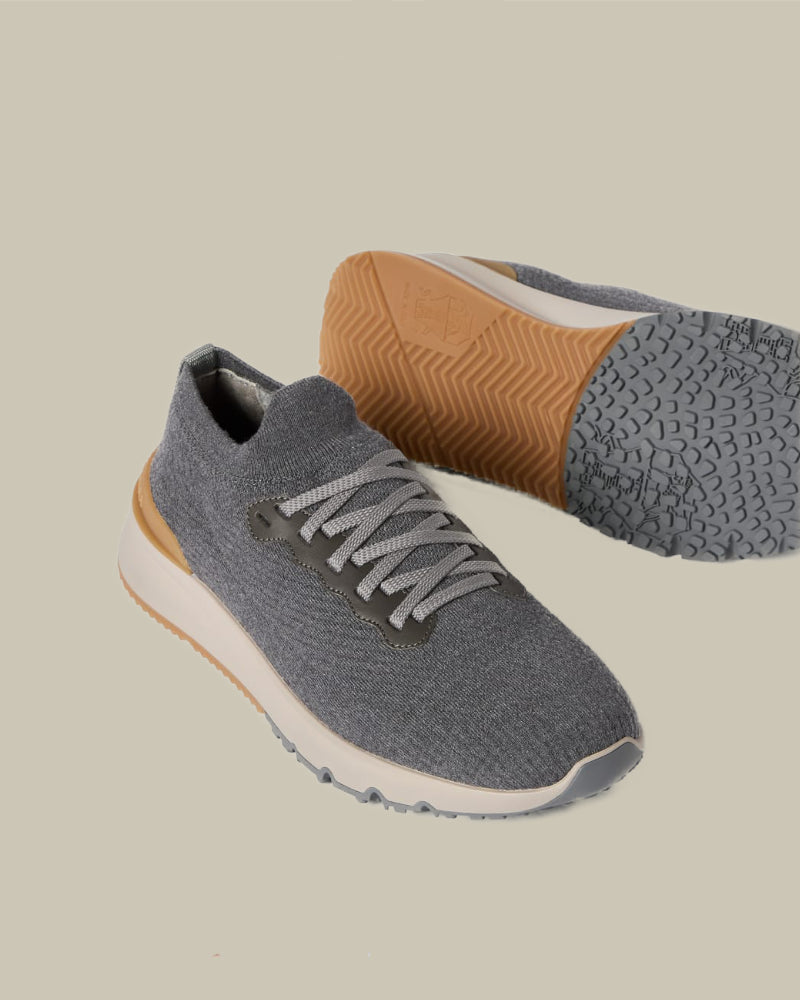 Anthracite Cotton Knit & Semi-polished Calfskin Runners