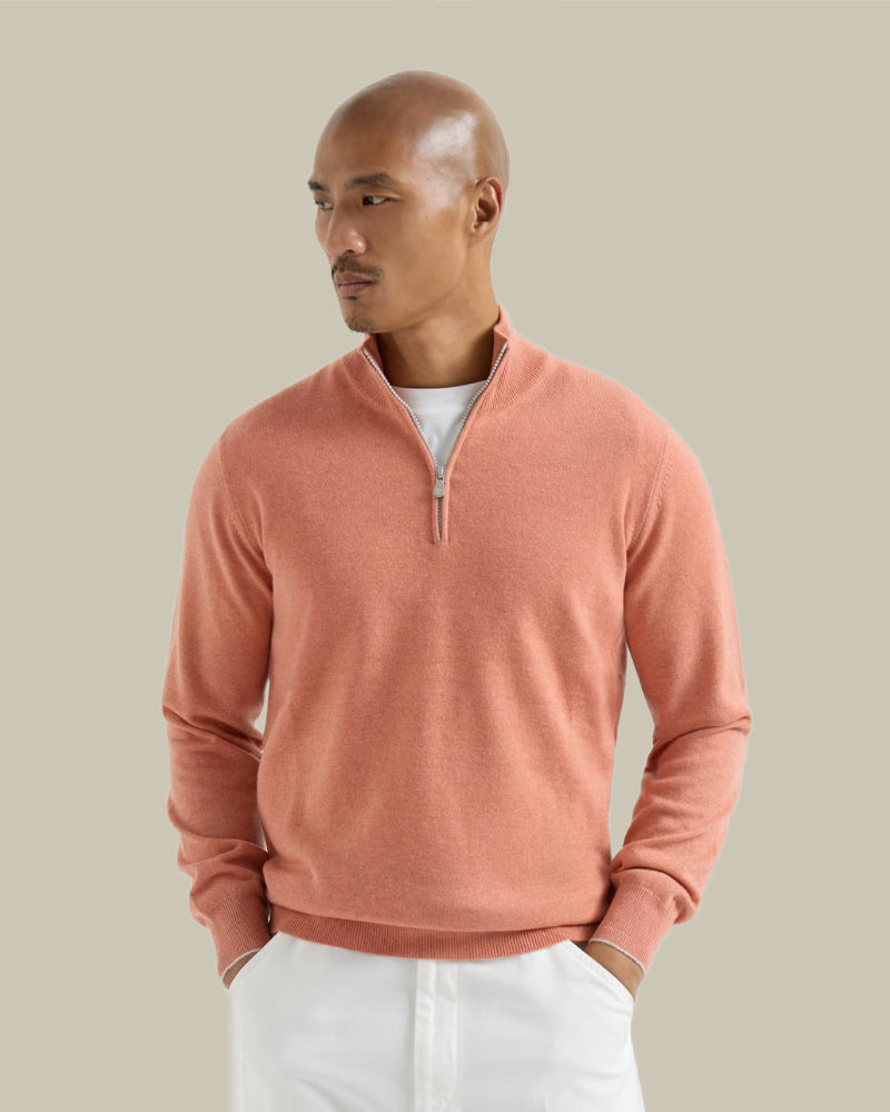 Apricot Half Zip Cashmere Sweater