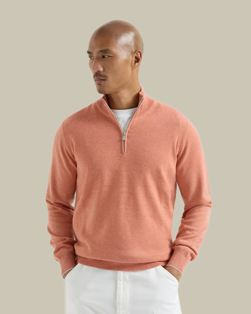 Apricot Half Zip Cashmere Sweater