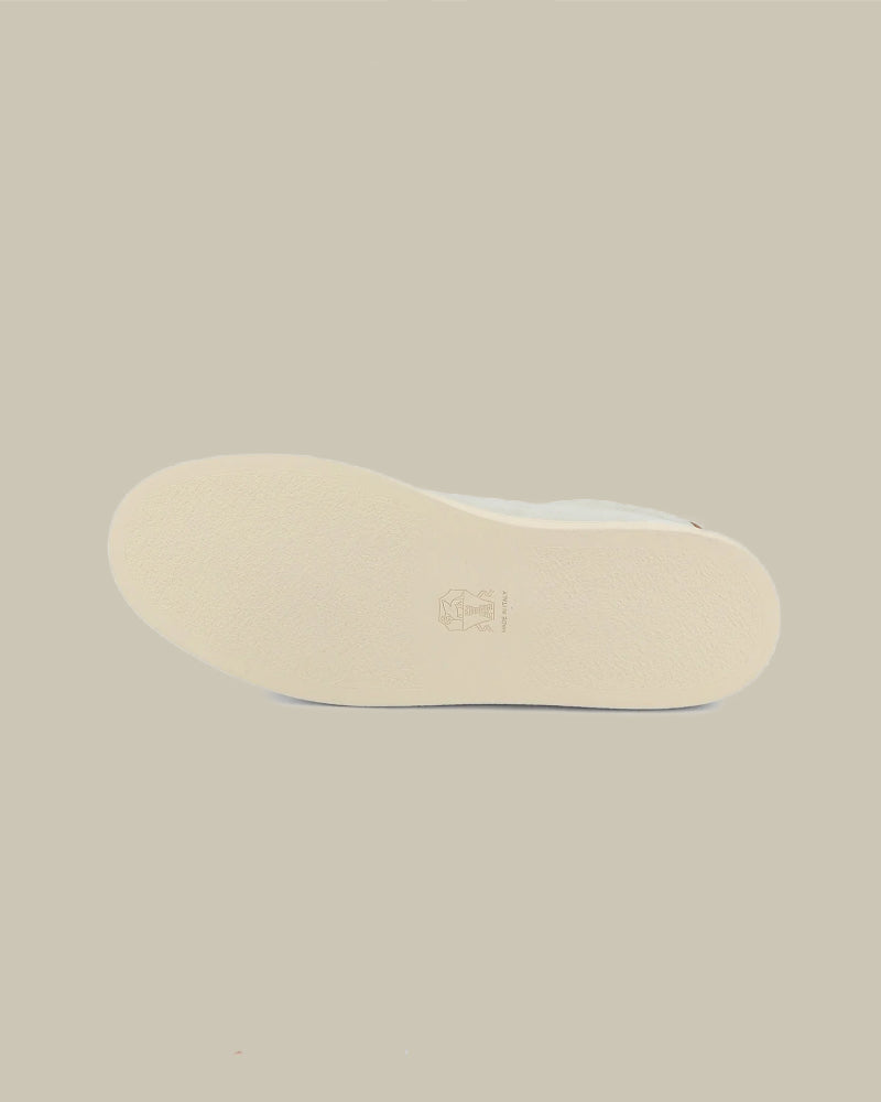 Ivory & Brown Suede Polished Calfskin Sneakers