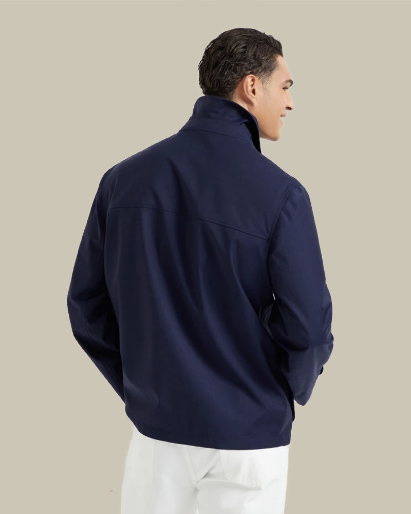 Navy Bonded Virgin Wool Fresco Field Jacket