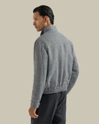 Grey Silk, Linen & Wool Hopsack Blouson