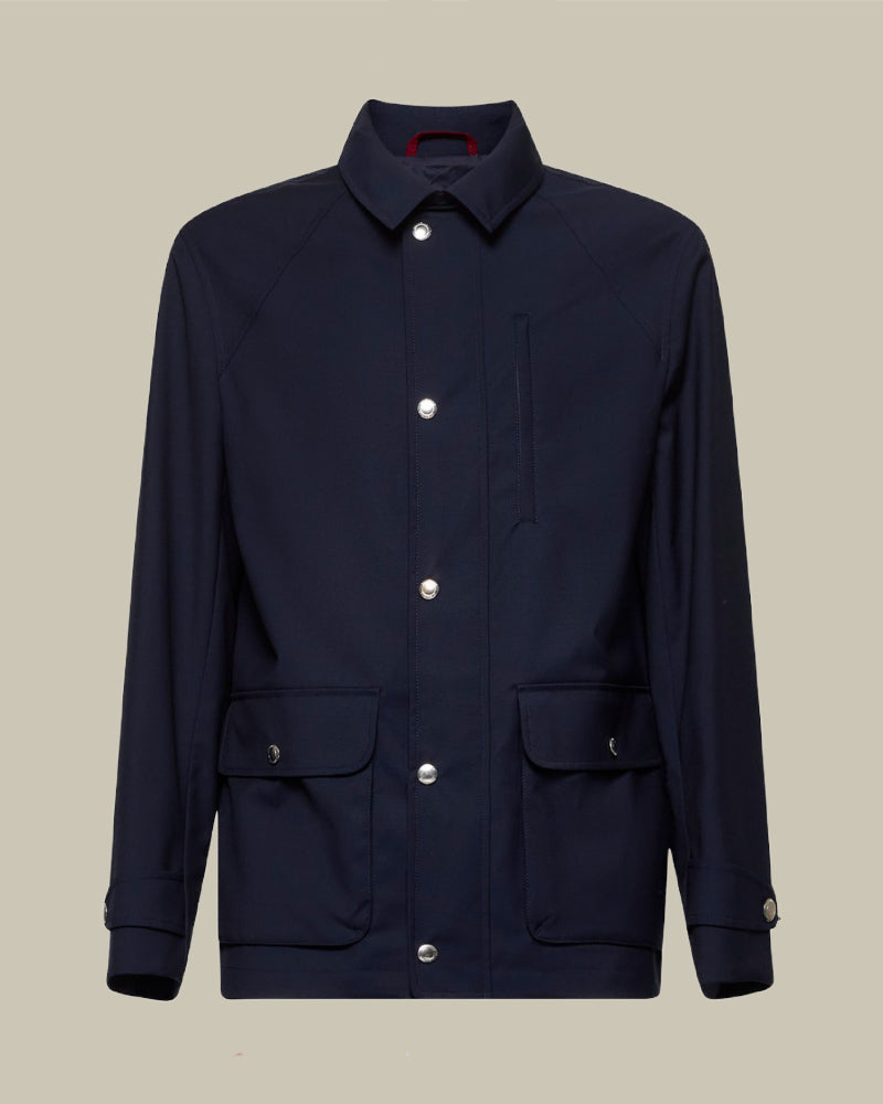 Navy Bonded Virgin Wool Fresco Field Jacket