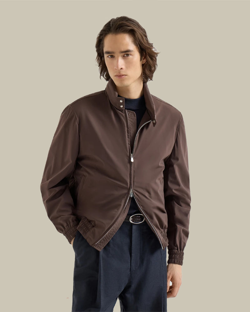 Brown Technical Funnel Neck Blouson