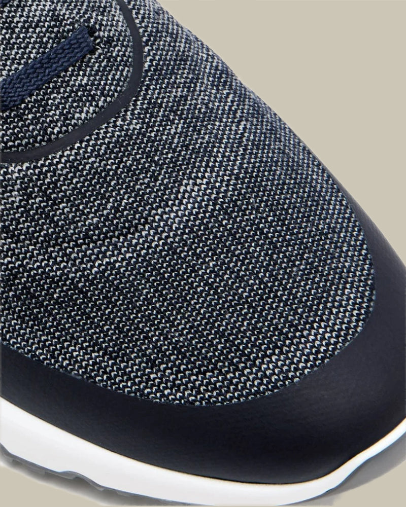 Navy Techno Cotton Knit Runners With Heat Bonded Details