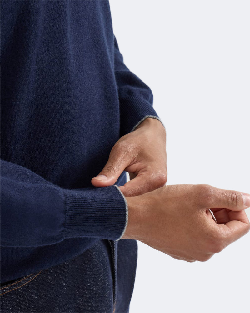 Navy Blue Cashmere Knit Polo Shirt
