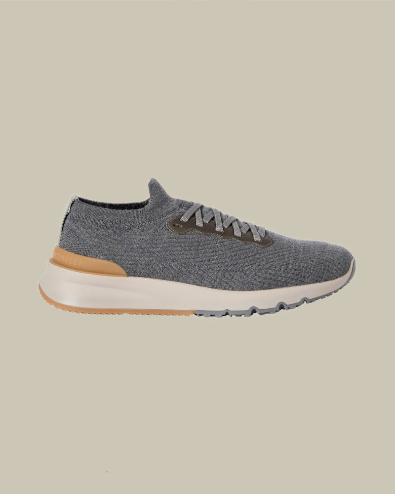 Anthracite Cotton Knit & Semi-polished Calfskin Runners