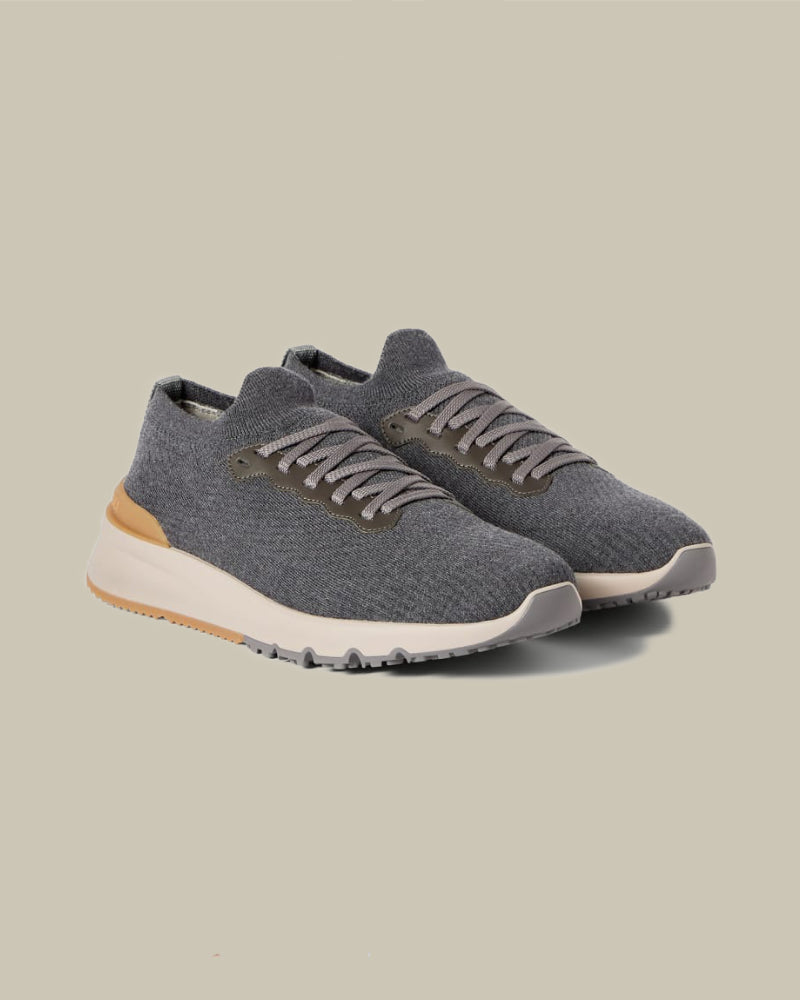 Anthracite Cotton Knit & Semi-polished Calfskin Runners