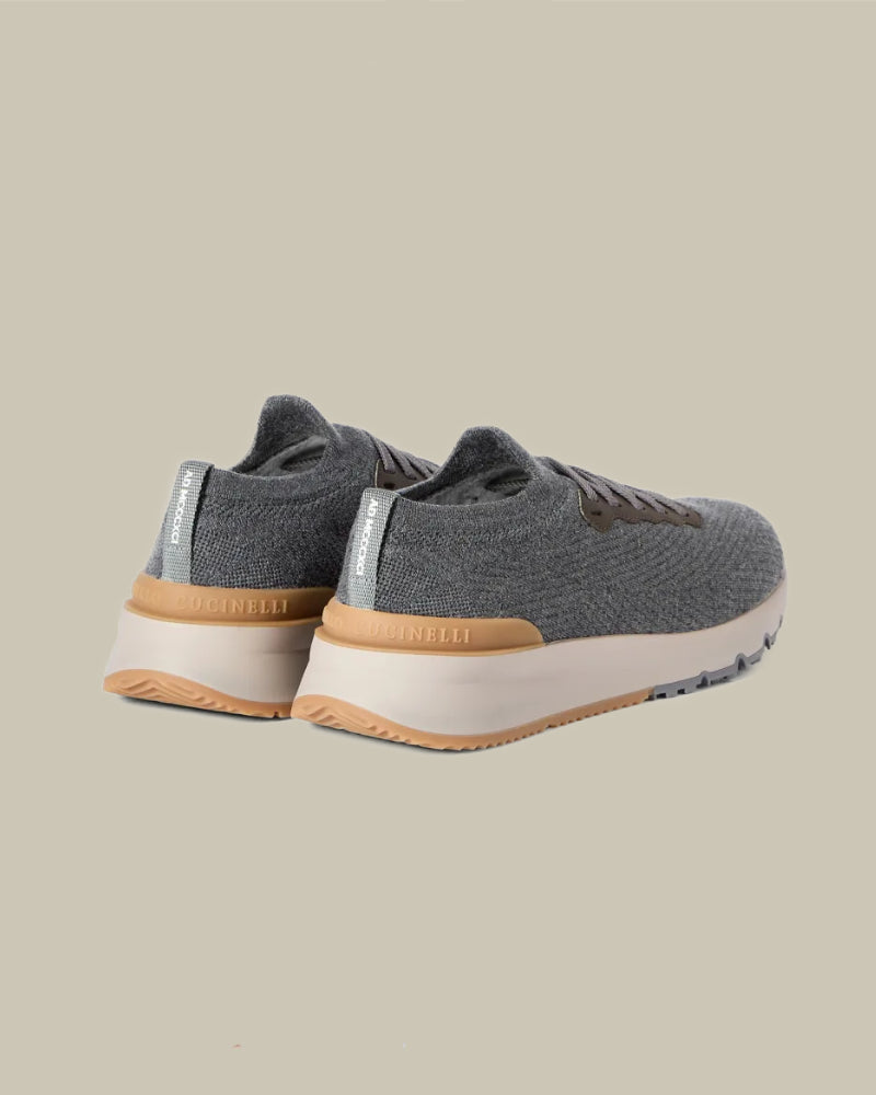 Anthracite Cotton Knit & Semi-polished Calfskin Runners