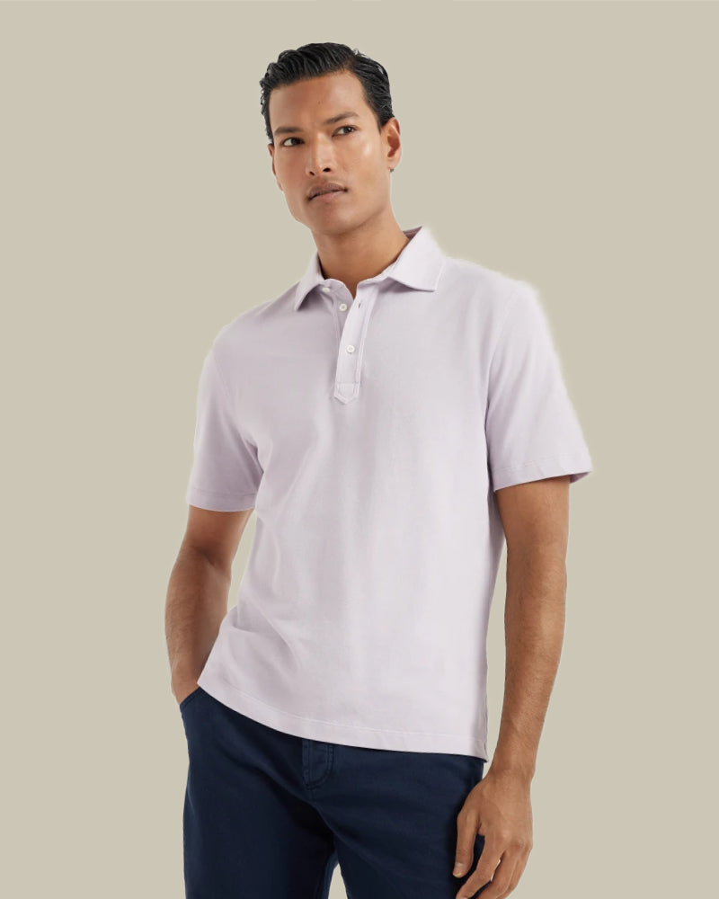 Lavender Cotton Pique Polo Shirt