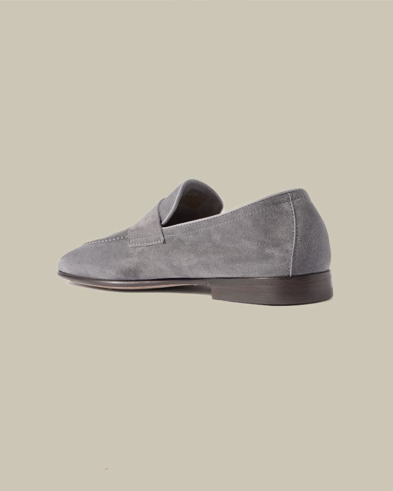 Dark Grey Soft Suede Penny Loafer