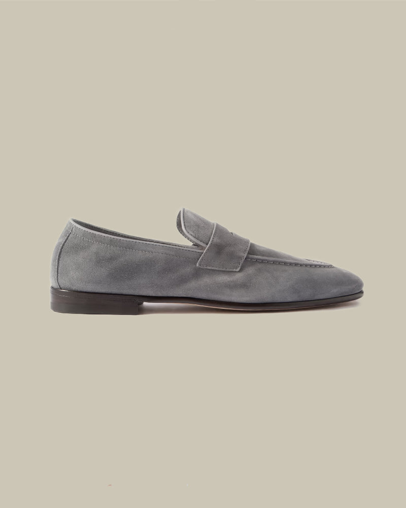 Dark Grey Soft Suede Penny Loafer