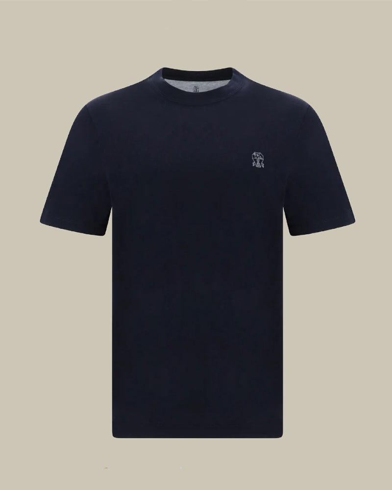 Navy Cotton Logo T Shirt