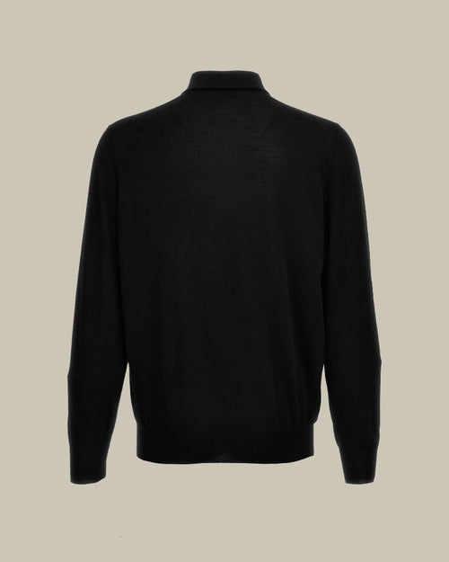 Black Wool & Cashmere Knitted Polo