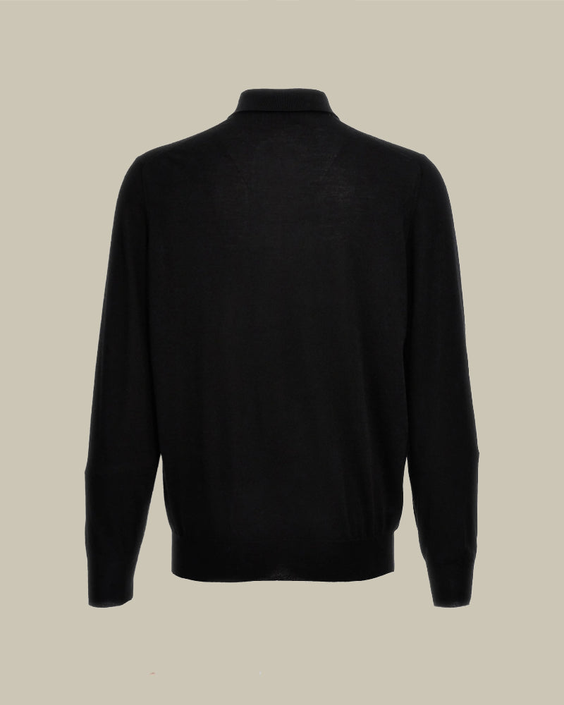 Black Wool & Cashmere Knitted Polo