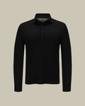 Black Silk & Cotton Lightweight Jersey Long Sleeve Polo