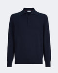 Navy Blue Cashmere Knit Polo Shirt