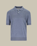 Melange Blue Linen & Silk Blend Knit Polo
