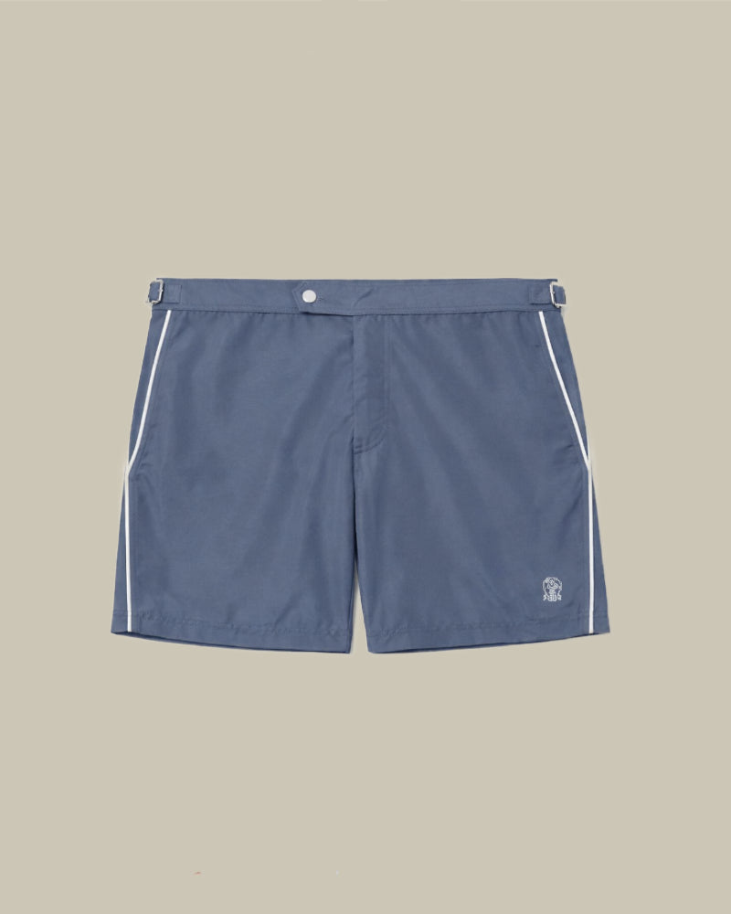 Denim Blue Side Fasten Swim Shorts