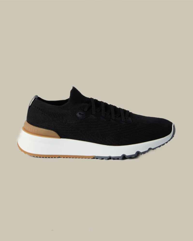 Wool Knit and Semi Polished Calfskin Runners with Warm Inner Lining