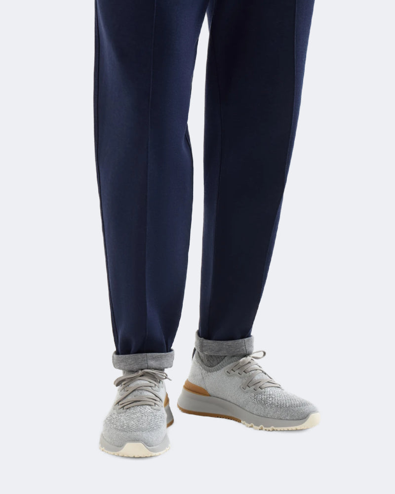 Grey Cotton Chiné Knit Runners