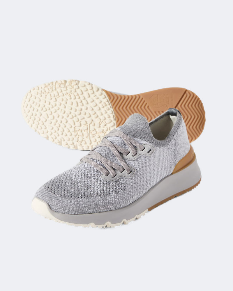 Grey Cotton Chiné Knit Runners