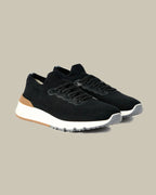 Black Cotton Knit and Semi Polished Calfskin Runners