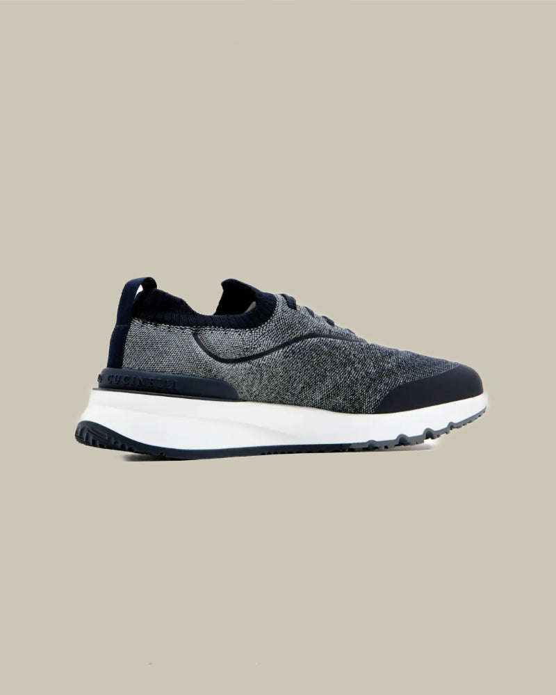Navy Techno Cotton Knit Runners With Heat Bonded Details