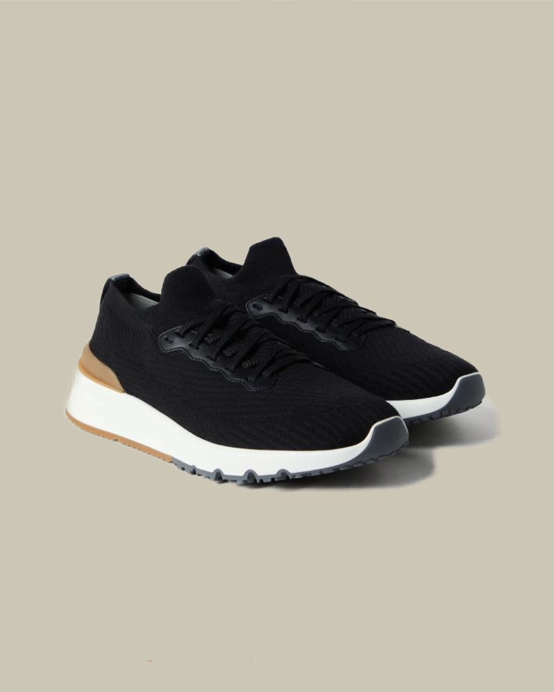 Wool Knit and Semi Polished Calfskin Runners with Warm Inner Lining