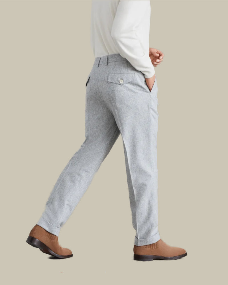 Virgin Wool Flannel Light Grey Trouser