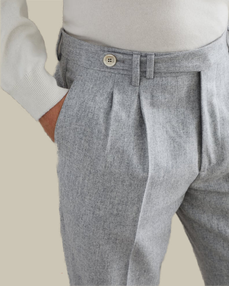 Virgin Wool Flannel Light Grey Trouser