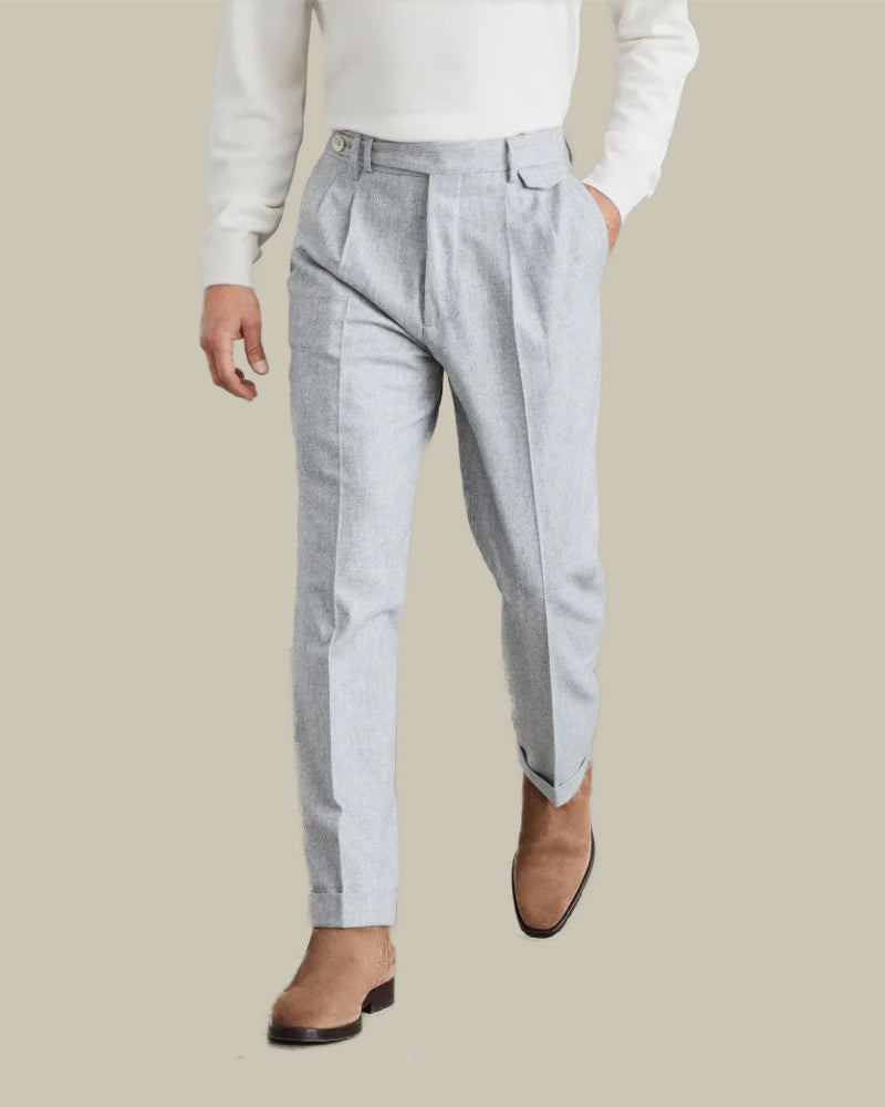 Virgin Wool Flannel Light Grey Trouser