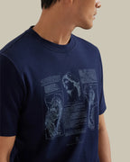 Navy Graphic Printed Crewneck T-Shirt