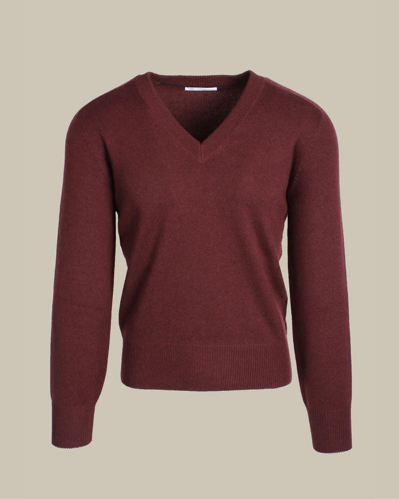Burgundy Pure Cashmere V Neck