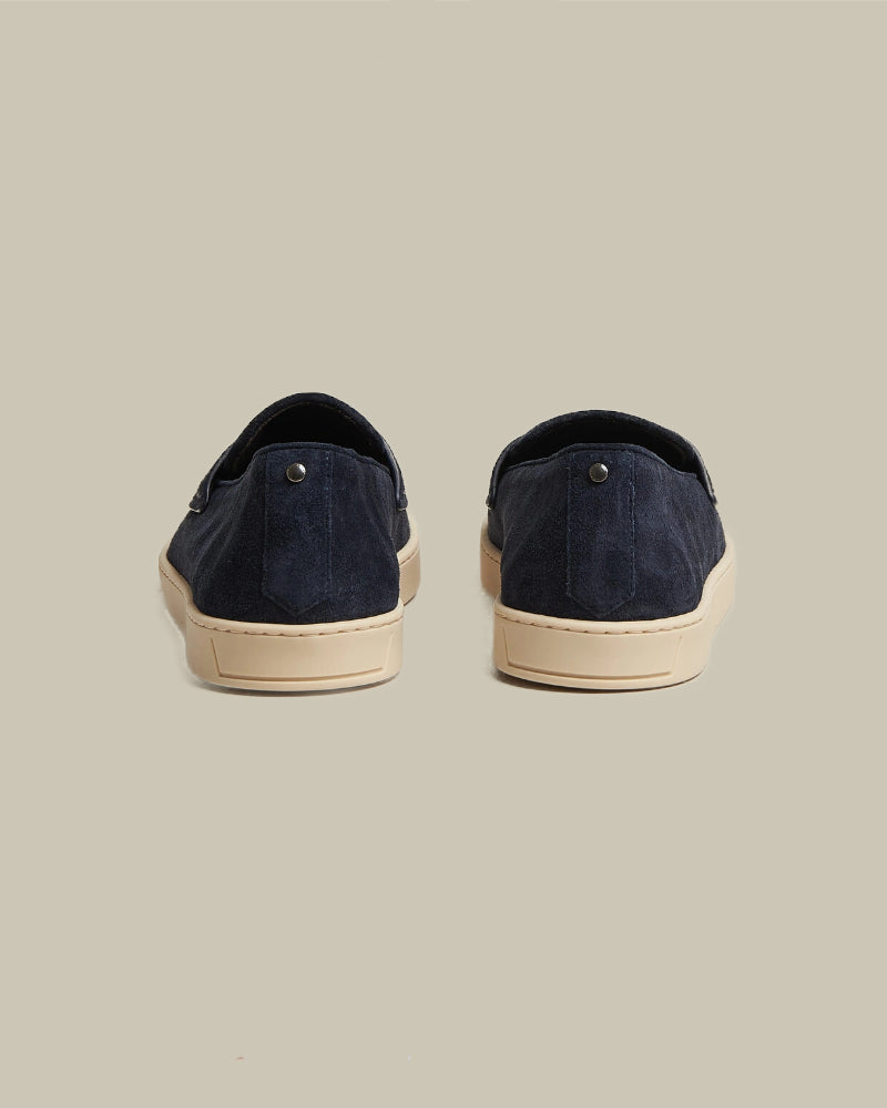 Navy Suede Penny Loafer
