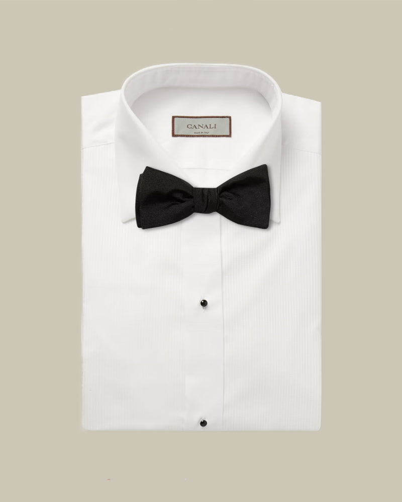 White Pleated Bib Tuxedo Shirt