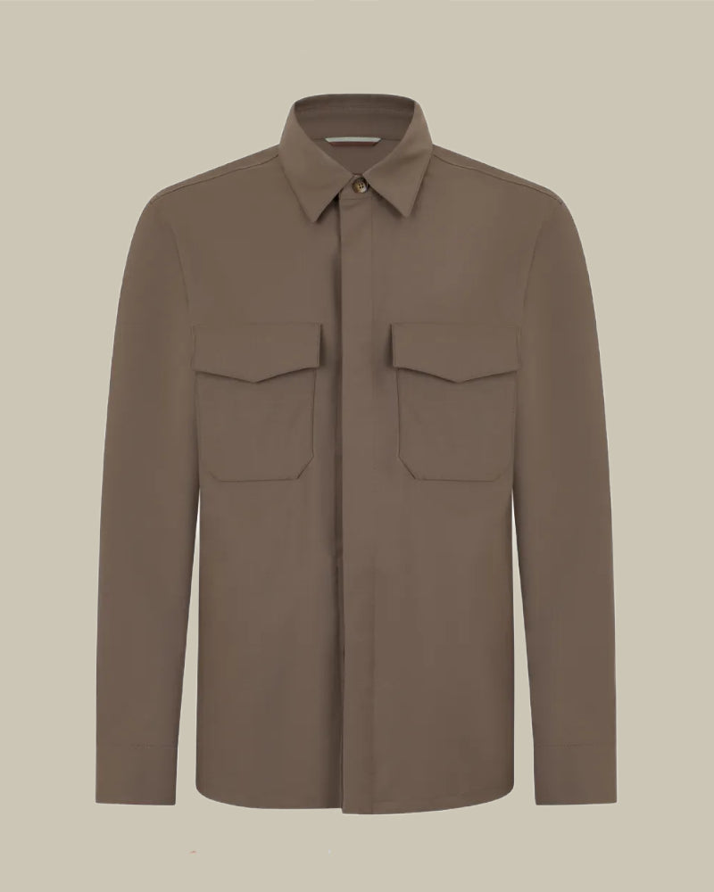 Impeccable Wool Taupe Overshirt
