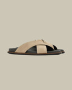 Beige Suede Wrap Over Sandal