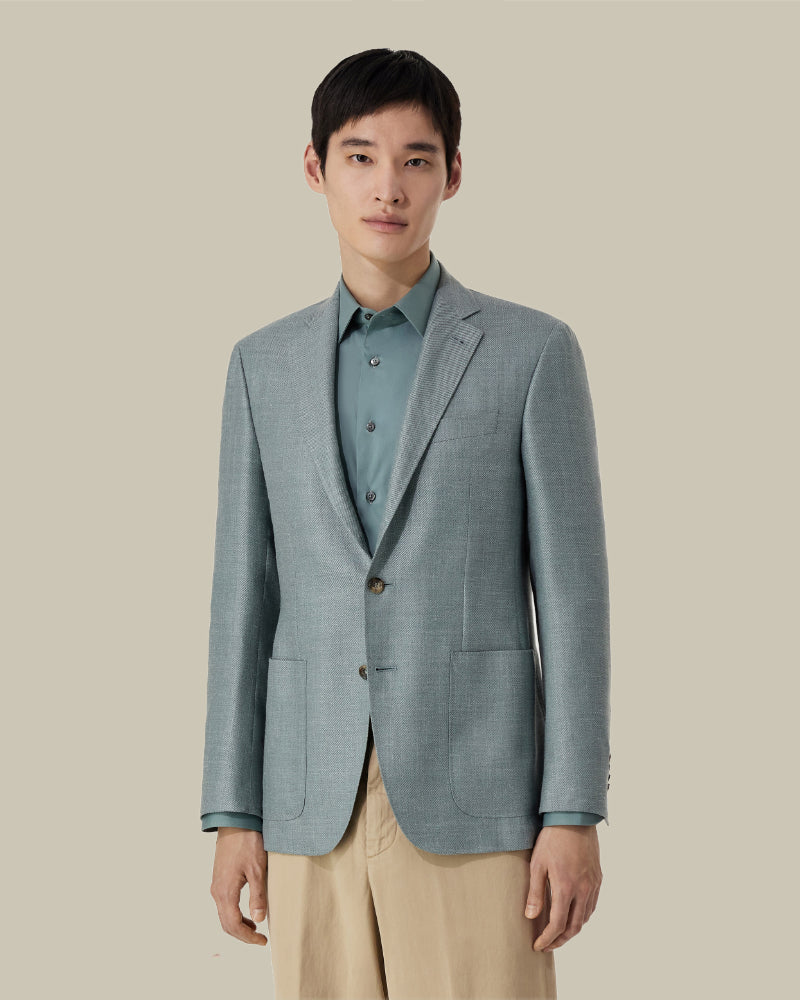Turquoise Unlined Patch Pocket Blazer