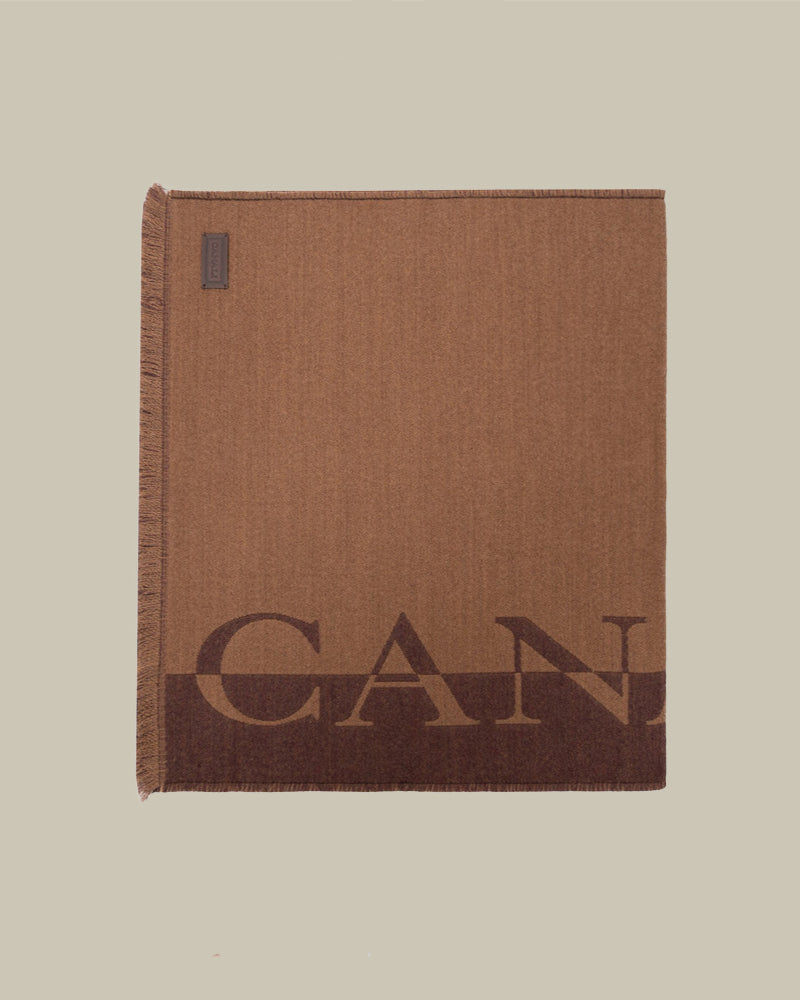 Brown Logo Wool Scarf