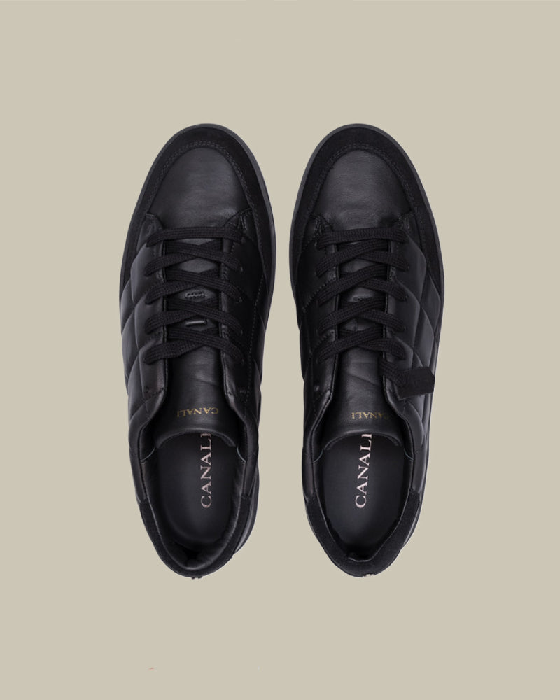 Black Quilted Leather Sneaker