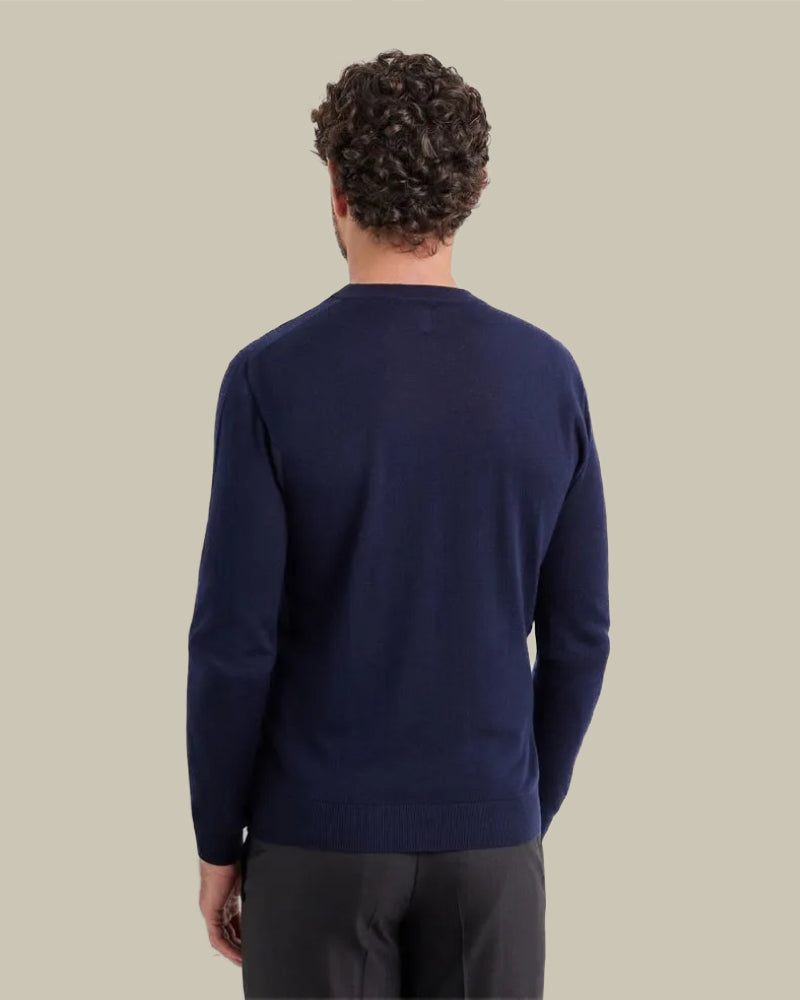 Nuvola Extra Fine Merino Navy Crew Neck