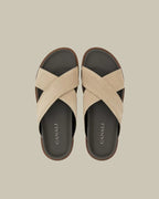 Beige Suede Wrap Over Sandal